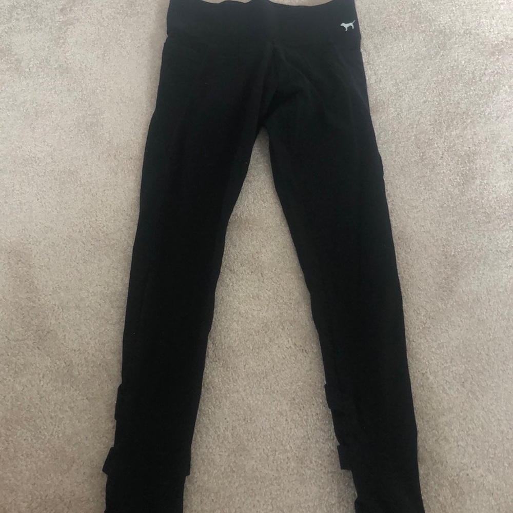VS PINK BLACK LACE UP LEGGINGS